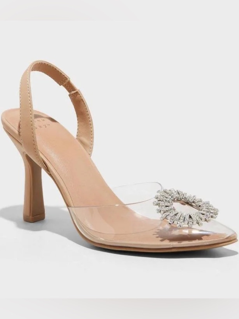 a new day Clear Slingback Heel with Nude Trim and Crystal Brooch
